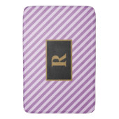 カスタムイニシャルパープルストライプバスマット バスマット (正面縦)