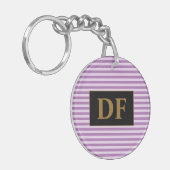 カスタムイニシャルパープルストライプ キーホルダー (正面左)