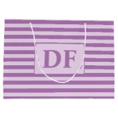 カスタムイニシャルパープルストライプ ラージペーパーバッグ (裏面)