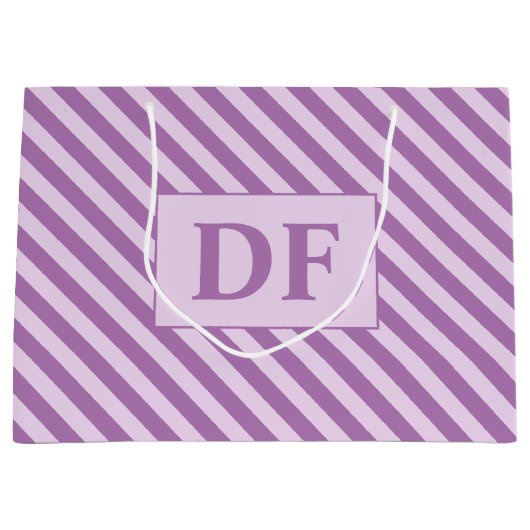 カスタムイニシャルパープルストライプ ラージペーパーバッグ (正面)