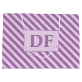 カスタムイニシャルパープルストライプ ラージペーパーバッグ (裏面)