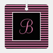 カスタムイニシャルピンクとブラックストライプの メタルオーナメント (裏面)