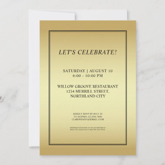 カスタムイニシャルブエレガントラック金ゴールド80th誕生日 招待状 (裏面)