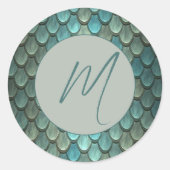 カスタムイニシャルブルーはかりで測テクスチャ ラウンドシール (正面)
