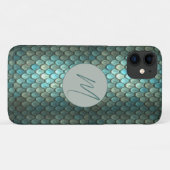 カスタムイニシャルブルーはかりで測テクスチャ Case-Mate iPhoneケース (裏面(横))