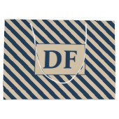 カスタムイニシャルブルー/バニラストライプ ラージペーパーバッグ (裏面)