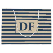 カスタムイニシャルブルー/バニラストライプ ラージペーパーバッグ (裏面)