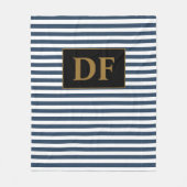カスタムイニシャルブルー/ホワイトのストライプフリースブランケット フリースブランケット (正面)