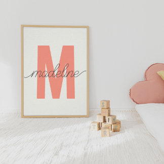 カスタムイニシャルプリント |モノグラムモダンウォールアート ポスター