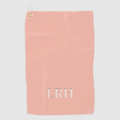 カスタムイニシャルモダンモノグラムシンプルピーチピンク ゴルフタオル (正面)
