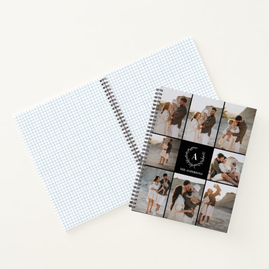 カスタムイニシャルモノグラエレガントム写真コラージュ ノートブック (内部)