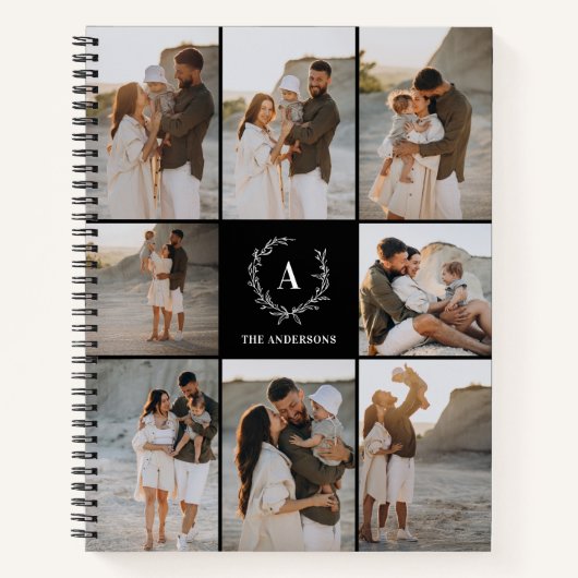 カスタムイニシャルモノグラエレガントム写真コラージュ ノートブック (正面)