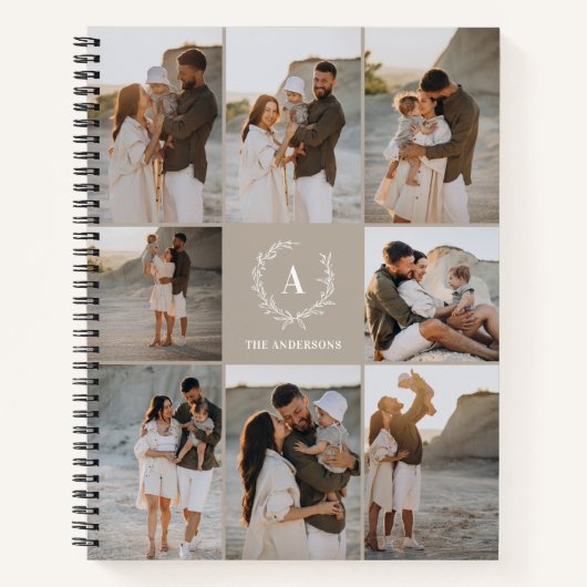 カスタムイニシャルモノグラエレガントム写真コラージュ ノートブック (正面)