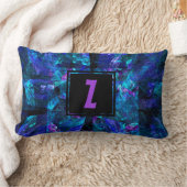 カスタムイニシャルレターモノグラム輝くブルース ランバークッション (ブランケット)