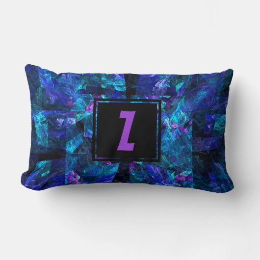 カスタムイニシャルレターモノグラム輝くブルース ランバークッション (正面)