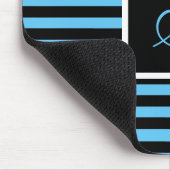 カスタムイニシャルレター青と黒ストライプの マウスパッド (コーナー)