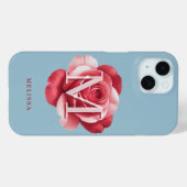 カスタムイニシャルローズiPhoneケース | モダンフローラル Case-Mate iPhoneケース (裏面 (横))