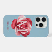 カスタムイニシャルローズiPhoneケース | モダンフローラル iPhoneケース (裏面横)