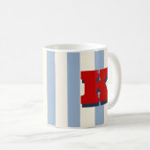 カスタムイニシャル入りストライプコーヒー コーヒーマグカップ (正面右)