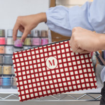 カスタムイニシャル名レッドジンガムガーリー フェミニン