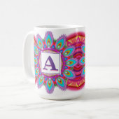カスタムイニシャル大コーヒーマグの曼荼羅図 コーヒーマグカップ (正面左)