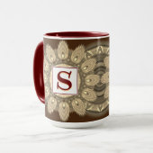 カスタムイニシャル大コーヒーマグの曼荼羅図 マグカップ (正面左)