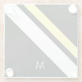 カスタムイニシャル対角線（黒） ガラスコースター (裏面)