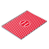 カスタムイニシャル文字水玉模様赤 ノートブック (左側)