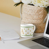 カスタムイニシャル文字 |シック金ゴールドデイジーハニカム エスプレッソカップ