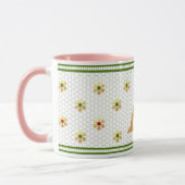 カスタムイニシャル文字 |シック金ゴールドデイジーハニカム マグカップ (左)