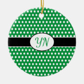 カスタムイニシャル水玉模様 セラミックオーナメント (正面)