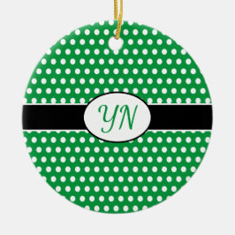 カスタムイニシャル水玉模様 セラミックオーナメント