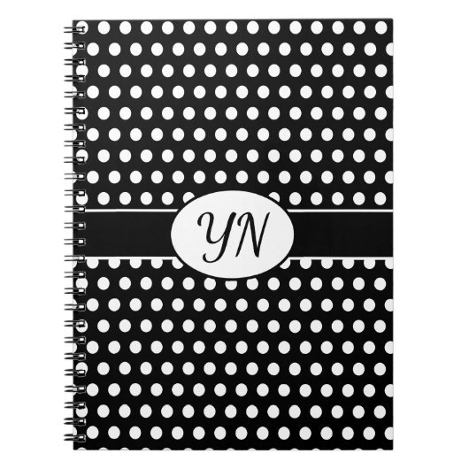 カスタムイニシャル水玉模様 ノートブック (正面)