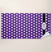 カスタムイニシャル水玉模様 ビーチタオル (正面)