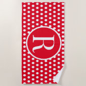 カスタムイニシャル水玉模様 ビーチタオル (正面)