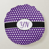 カスタムイニシャル水玉模様 ラウンドクッション (裏面)