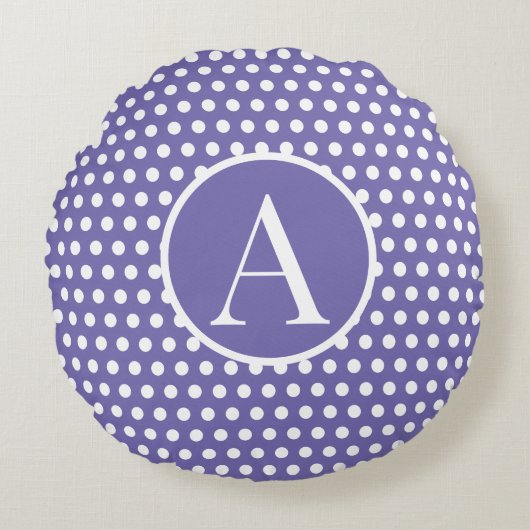 カスタムイニシャル水玉模様 ラウンドクッション (正面)