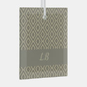 カスタムイニシャル灰色の茶色の舗装レンガのパターン ガラスオーナメント (正面右)