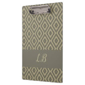 カスタムイニシャル灰色の茶色の舗装レンガのパターン クリップボード (左)