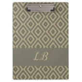 カスタムイニシャル灰色の茶色の舗装レンガのパターン クリップボード (正面)