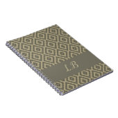 カスタムイニシャル灰色の茶色の舗装レンガのパターン ノートブック (右側)