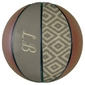 カスタムイニシャル灰色の茶色の舗装レンガのパターン バスケットボール (縦)