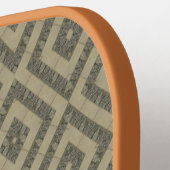 カスタムイニシャル灰色の茶色の舗装レンガのパターン ピックルボールラケット (左詳細)