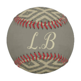 カスタムイニシャル灰色の茶色の舗装レンガのパターン 野球ボール