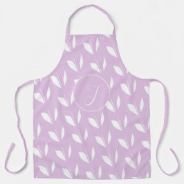 カスタムイニシャル白シルエット離れパープル エプロン