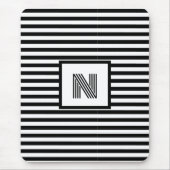 カスタムイニシャル白黒ストライプの マウスパッド (正面)