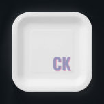 カスタムイニシャル皿パーソナライズされた皿結婚 ペーパープレート<br><div class="desc">カスタムイニシャル料理パーソナライズされた、手紙の料理、の結婚花嫁の贈り物、友人のための誕生日ギフト、周年記念</div>