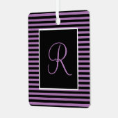 カスタムイニシャル紫と黒ストライプの メタルオーナメント (正面左)