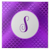 カスタムイニシャル紫マーメイドはかりで測型 タイル (正面)