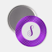 カスタムイニシャル紫マーメイドはかりで測型 マグネット (正面/裏面)